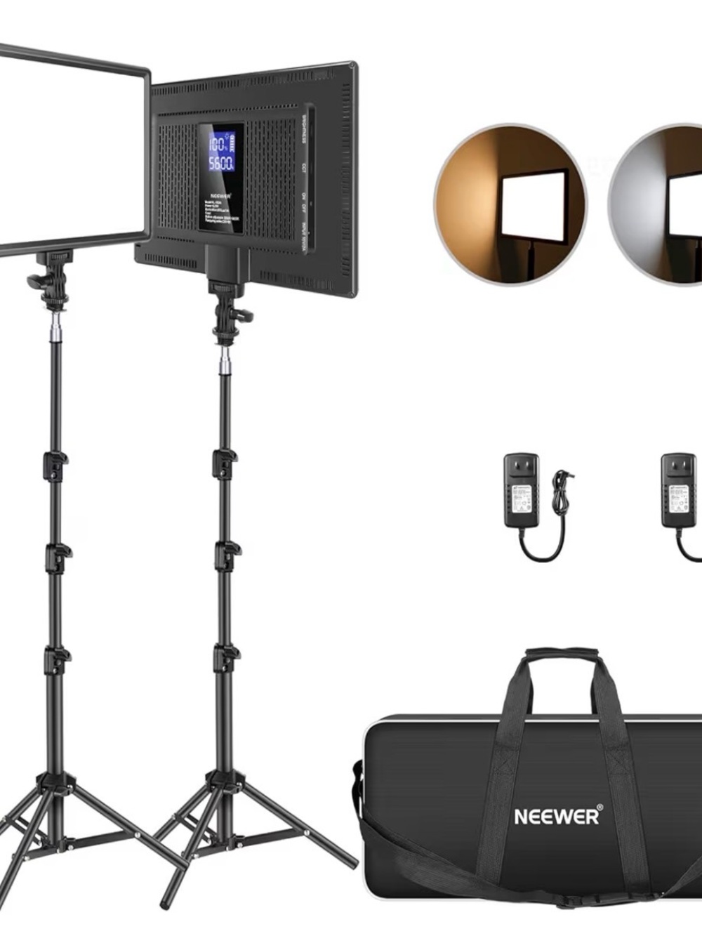 Neewer Bi-Color LED Panel Light Kit - Black